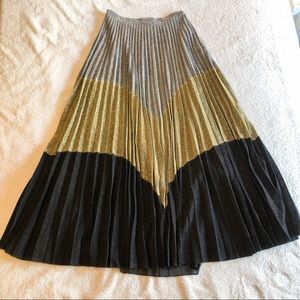 Gracia | Silver, Gold, & Black Metallic Maxi Skirt